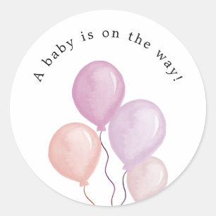 Rosa Ballons Baby Shower Runde Aufkleber