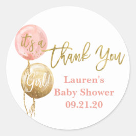 Rosa Ballons Babydusche Runder Aufkleber