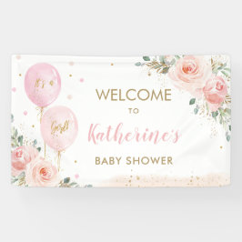 Rosa Balloons Blumendusche Begrüßung Hintergrund Banner