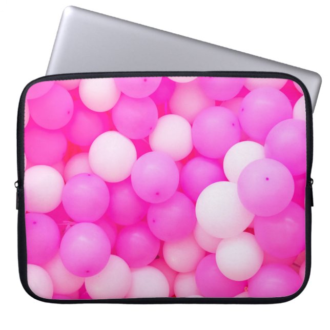 Rosa Balloons festes Hintergrunddesign. Laptopschutzhülle (Vorderseite)