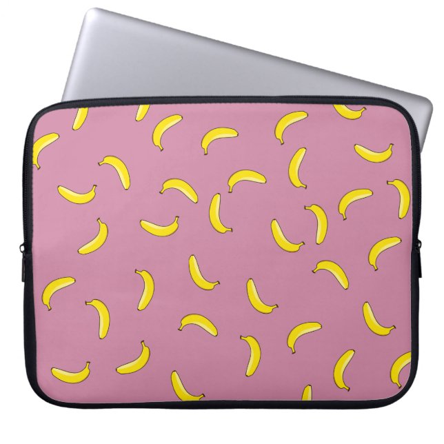 Rosa Bananen Laptopschutzhülle (Vorderseite)