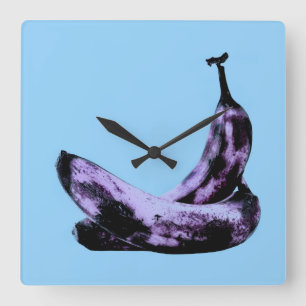 Rosa Bananen Pop Art Quadratische Wanduhr