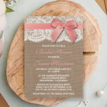 Rosa Band auf Burlap & Lace Brautparty
