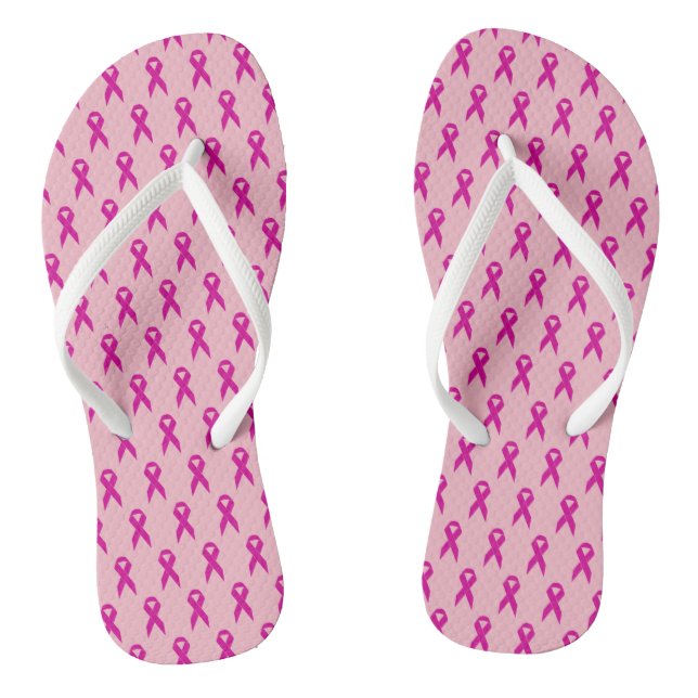 Rosa Band-Brustkrebs-Bewusstsein drehen Reinfälle Flip Flops (Fußbett)