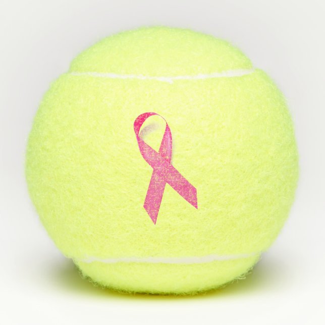 Rosa Band-Brustkrebs-Bewusstsein Tennisbälle (Vorderseite)