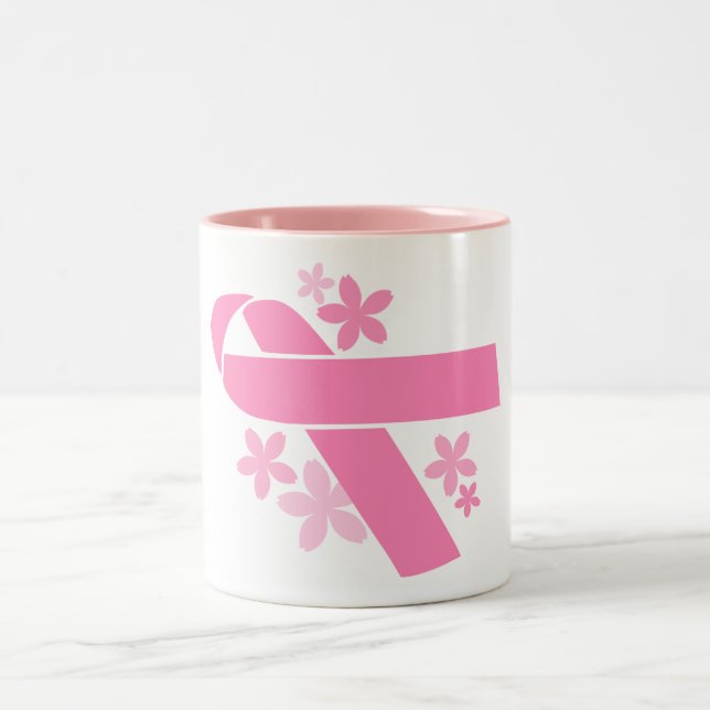 Rosa Band - Brustkrebs-Bewusstsein Zweifarbige Tasse (Mittel)
