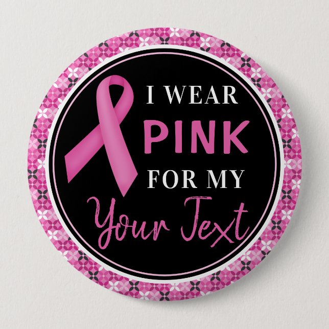 Rosa Band Brustkrebs-Bewusstseins-Design Button (Vorderseite)