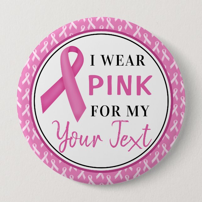 Rosa Band Brustkrebs-Bewusstseins-Design Button (Vorderseite)