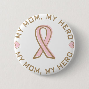 Rosa Band-Brustkrebs meine Mama mein Held Button