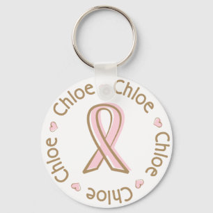 Rosa Band-Brustkrebs-Name Chloe Schlüsselanhänger