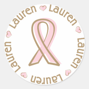 Rosa Band-Brustkrebs-Name Lauren Runder Aufkleber