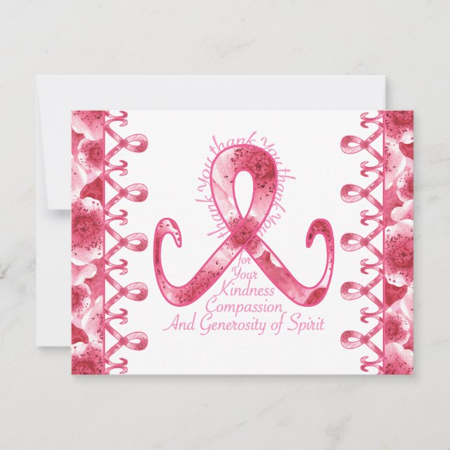 Rosa Band danken Ihnen Dankeskarte (Vorderseite)