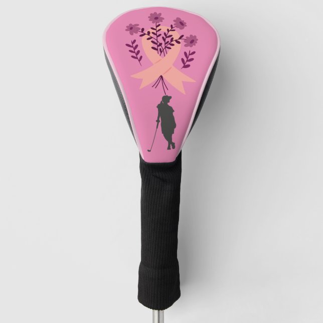 Rosa Band für das Bewusstsein für Krebs Frau Golfe Golf Headcover (Vorderseite)