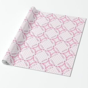 Rosa Band HOFFNUNGS-LIEBE-HEILUNGS-LEBEN Geschenkpapier
