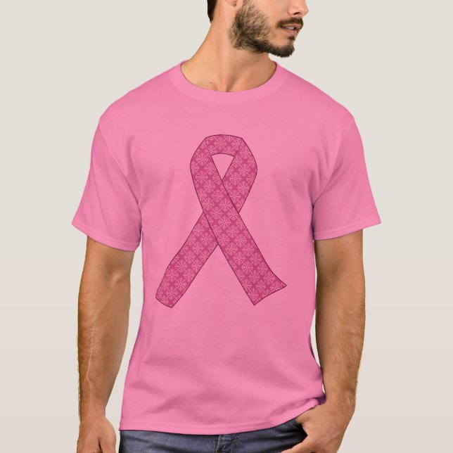 Rosa Band im Damast-Muster T-Shirt (Vorderseite)