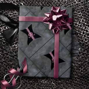 Rosa Band Korsett Schwarzes Brustkrebs-Bewusstse Geschenkpapier