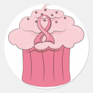 Rosa Band-Kuchen-Brustkrebs Runder Aufkleber