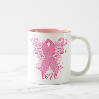 Rosa Band-Liebe-Flügel Zweifarbige Tasse