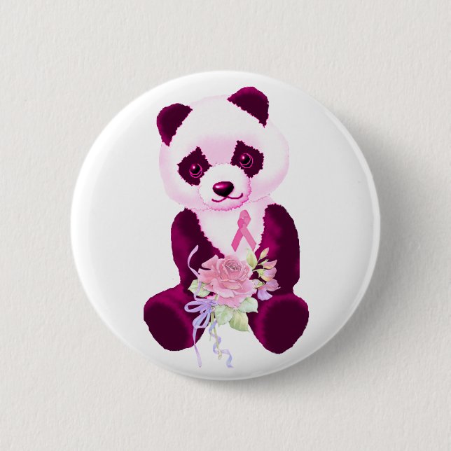 Rosa Band-Panda-Bär Button (Vorderseite)