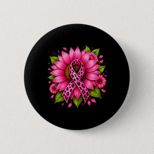 Rosa Band Sonnenblume Frauen Kriegerin Brustkrebs Button