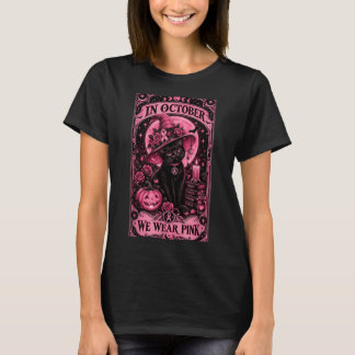 Rosa Band Tarot schwarze Katze Hexe Brustkrebs T-Shirt