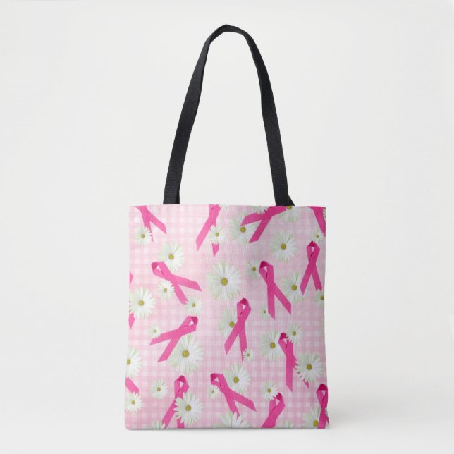Rosa Band und Gänse auf Gingham Tasche (Vorderseite)
