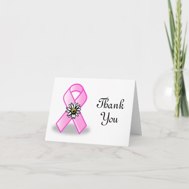 Rosa Band und Gänseblümchen danken Ihnen notecard Dankeskarte (Vorderseite)