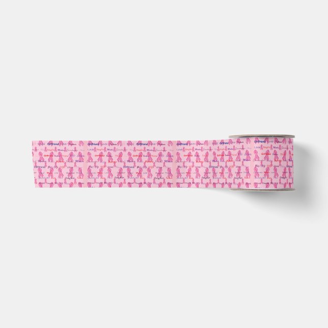 Rosa Bänder für Krebs-Bewusstsein Satinband (Vorderseite)