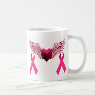 Rosa Bänder u. Herz der Liebe u. der Unterstützu Kaffeetasse