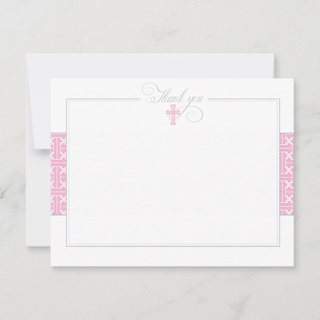 Rosa Baptismal Ebene danken Ihnen zu merken Dankeskarte (Vorderseite)