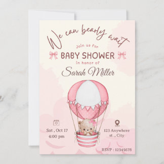 Rosa Bär Baby Shower Einladung