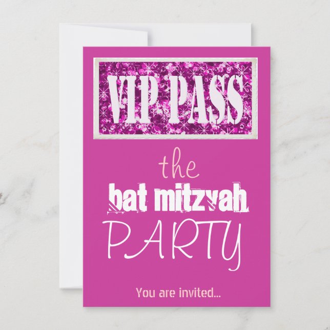 Rosa Bar Mitzvah Bat Mitzvah VIP Party Einladung (Vorderseite)