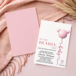 Rosa Bärchen wartet Teddy Ballon Mädchen Einladung
