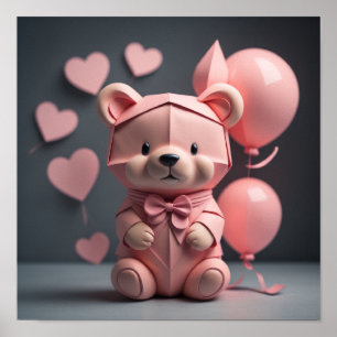 Rosa Bären Ballon Poster