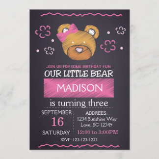 Rosa Bären zum Geburtstag Einladung