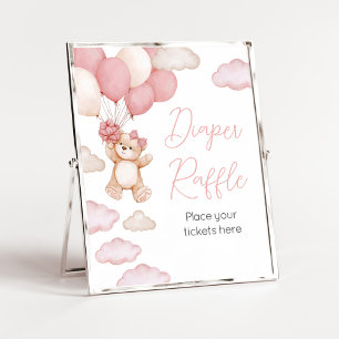 Rosa Bärenballon Bearly Wait Diaper Raffel Poster