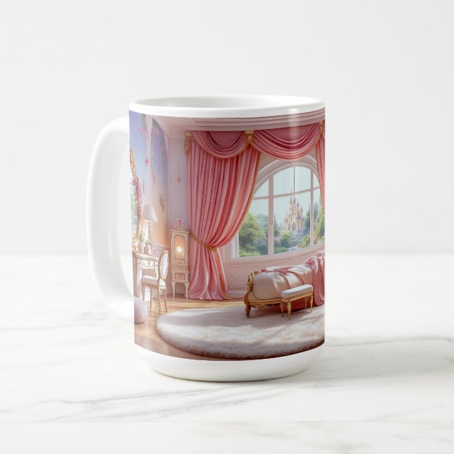 Rosa Barock Kaffeetasse (Vorderseite Links)