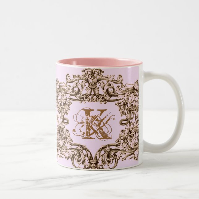 ROSA BAROCKER KUNDENGERECHTER DRUCK PARIS ZWEIFARBIGE TASSE (Rechts)