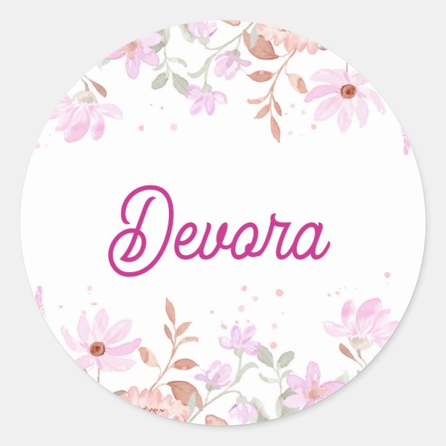 Rosa Bas mitzva Serviette mit Namen Runder Aufkleber (Vorderseite)