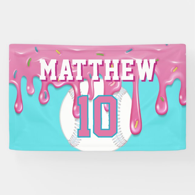 Rosa Baseball-Drip-Birthday Banner (Horizontal)