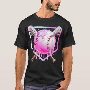 Rosa Baseball-Drip für jugendliche Mädchen Eiscrem T-Shirt
