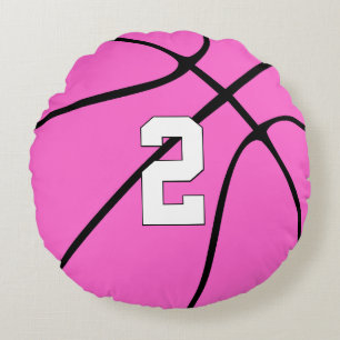 Rosa Basketball-Spieler-kundenspezifischer Rundes Kissen
