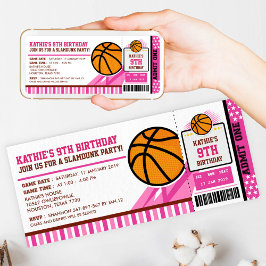Rosa Basketball Ticket Pass Einladung zum Geburtst