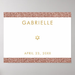 Rosa Bat Mitzvah Rose Gold Glitzer Anmeldungspopfe Poster