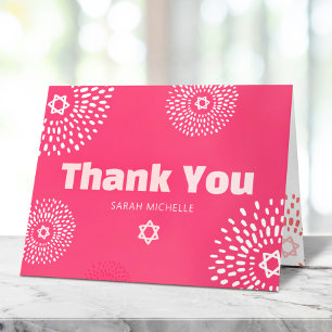 Rosa Bat Mitzvah Sternenexplosion Fette Schrift Co Dankeskarte