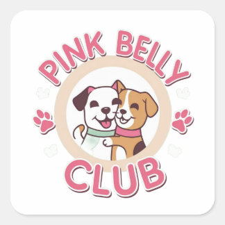 Rosa Bauch Club Duo Aufkleber Square Label