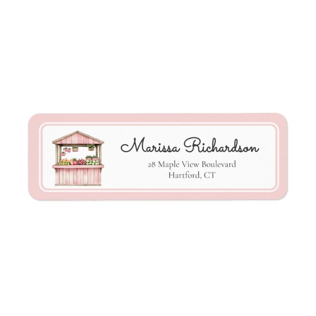 Rosa Bauern Market Baby Dusche Rücksendeadresse (Vorne)