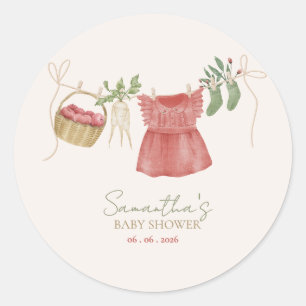 Rosa Bauernmarkt-Baby-Party mit regionalen Produkt Runder Aufkleber