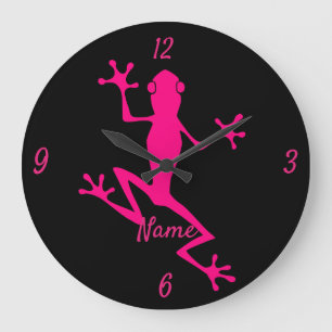 Rosa Baum Frosch Thunder_Cove Große Wanduhr