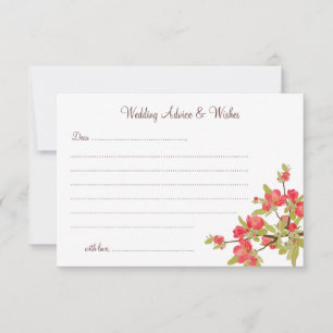 Rosa Baumblüten Hochzeitsratgeber und Wunschkarten Hinweiskarte